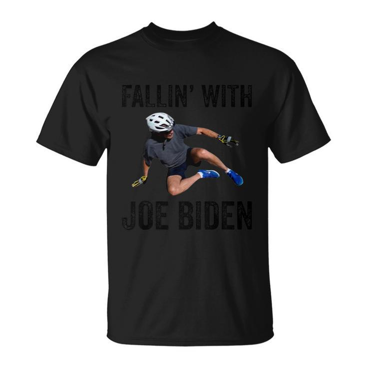 Falling With Joe Biden Falls Off On His Bike Funny Meme Unisex T-Shirt