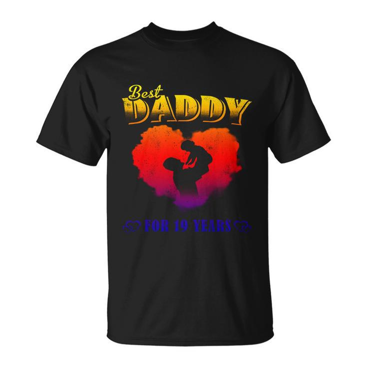 Father Baby Best Dad Daddy For 19 Years Happy Fathers Day T-Shirt