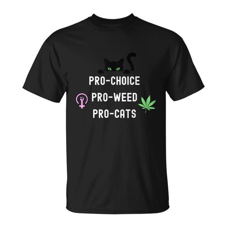 Feminism And 420 Funny Pro Choice Pro Cats Pro Weed Feminist Unisex T-Shirt