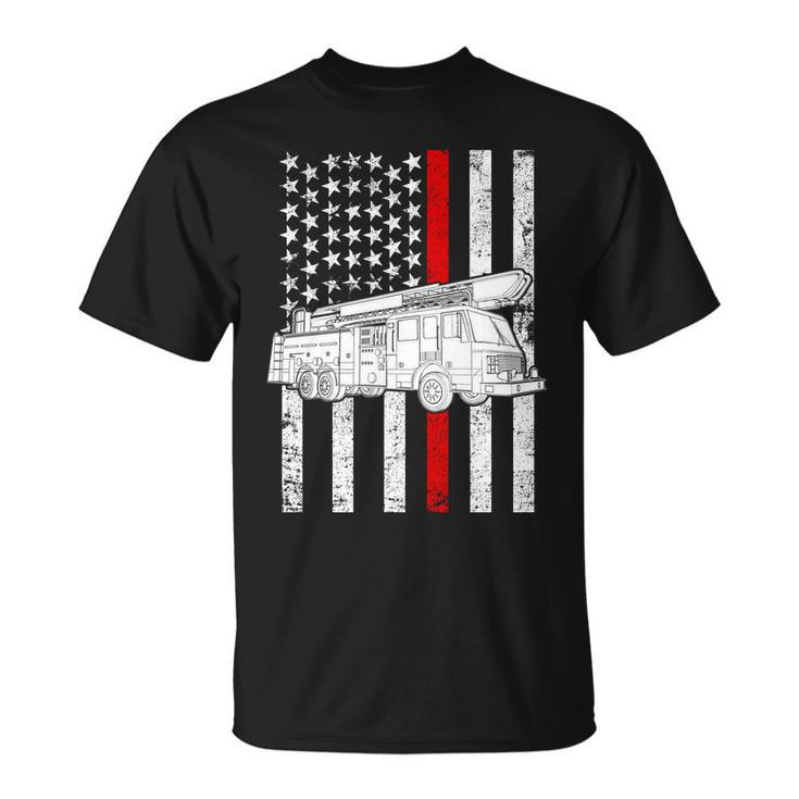 Fire Truck American Firefighter Thin Red Line Flag Tshirt Unisex T-Shirt