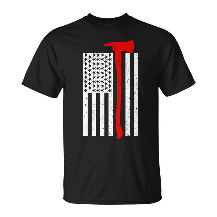 Firefighter Axe American Flag Unisex T-Shirt