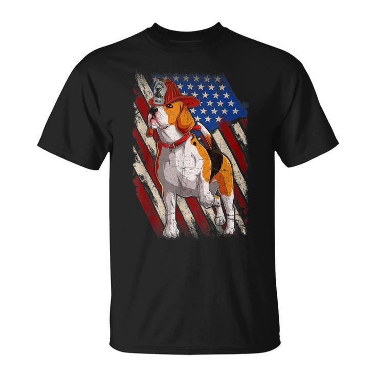 Firefighter Funny Firefighter Beagle 4Th Of July Vingtage V2 Unisex T-Shirt