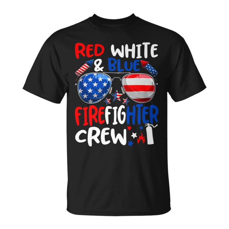 Firefighter Red White Blue Firefighter Crew American Flag Unisex T-Shirt