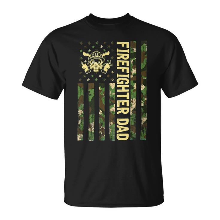 Firefighter Retro Camouflage Usa Flag Firefighter Dad Fathers Day V2 Unisex T-Shirt