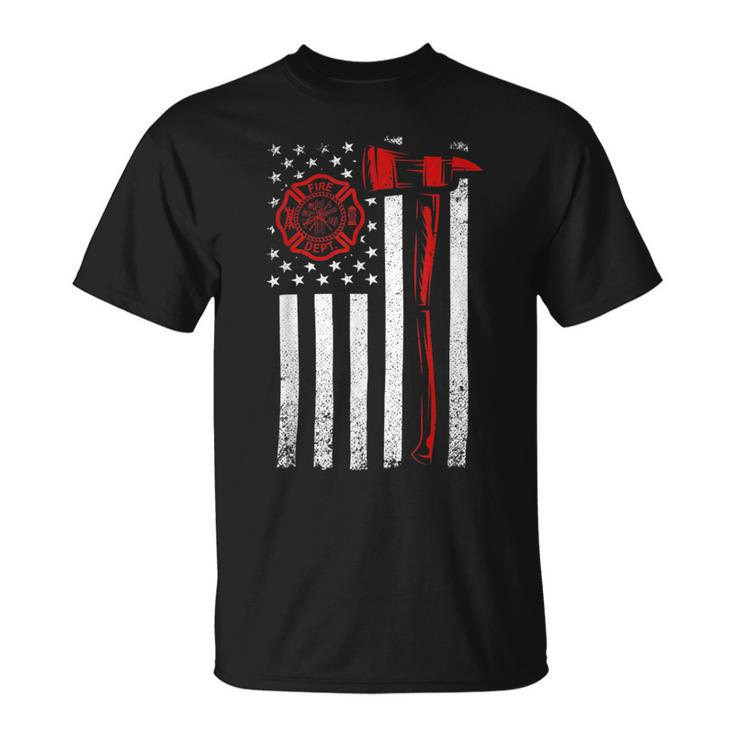 Firefighter Thin Red Line T Firefighter American Flag Axe V3 Unisex T-Shirt