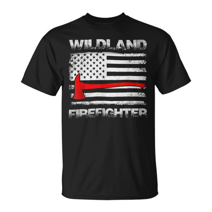 Firefighter Thin Red Line Wildland Firefighter American Flag Axe Fire_ Unisex T-Shirt