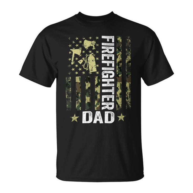 Firefighter Usa Flag Camouflage Firefighter Dad Patriotic Fathers Day_ Unisex T-Shirt