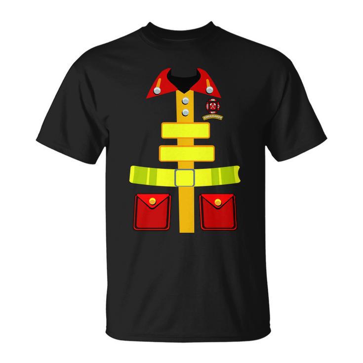 Fireman Costume Firefighter Halloween Uniform Tshirt Unisex T-Shirt