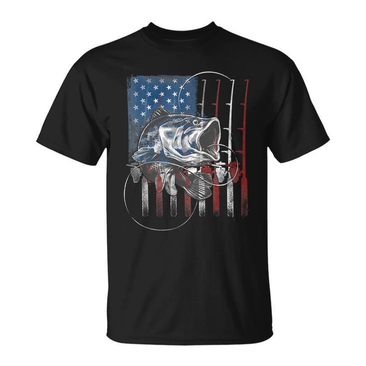 Fishing American Flag Vintage Usa Bass Fisherman Tshirt Unisex T-Shirt