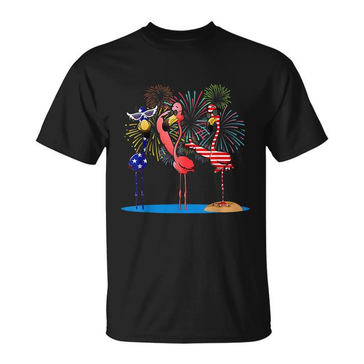 Flamingo 4Th Of July American Flag Flamingo Independence Unisex T-Shirt