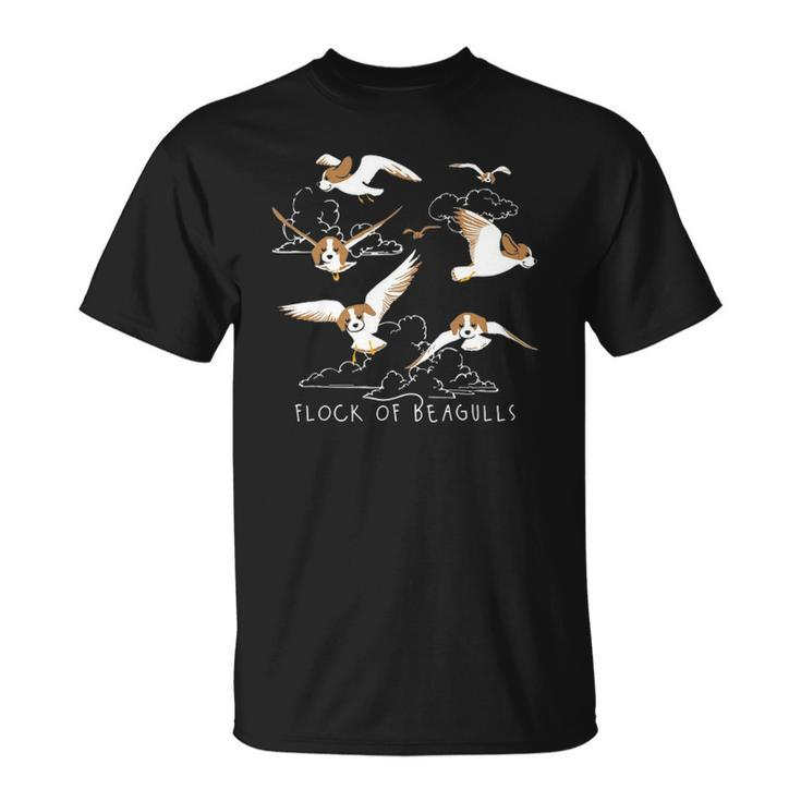 Flock Of Beagulls Beagle With Bird Wings Dog Lover Funny Unisex T-Shirt