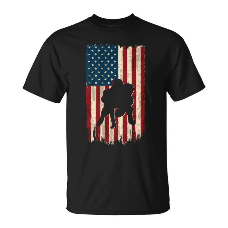 Football Lineman American Flag Sports Fan Unisex T-Shirt