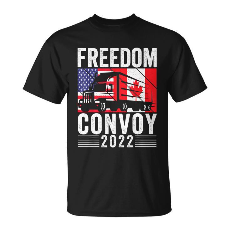 Freedom Convoy 2022 American Canadian Flag Tshirt Unisex T-Shirt