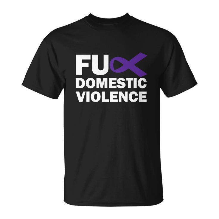 Fuck Domestic Violence Purple Ribbon Domestic Violence Unisex T-Shirt