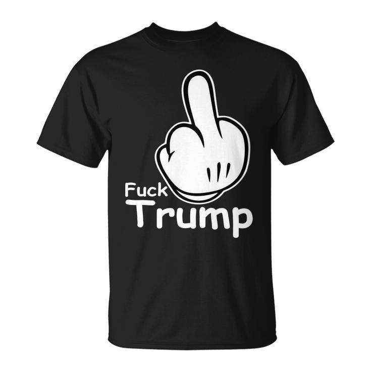 Fuck Trump Cartoon Middle Finger Resist Anti Trump Tshirt Unisex T-Shirt