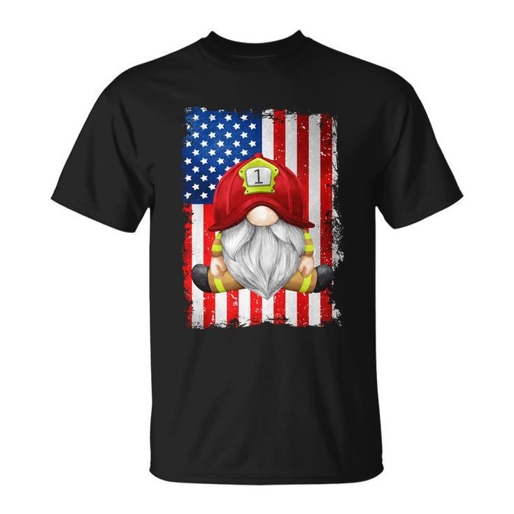 Funny 4Th Of July Gnome Patriotic American Flag Firefighter Gift Unisex T-Shirt