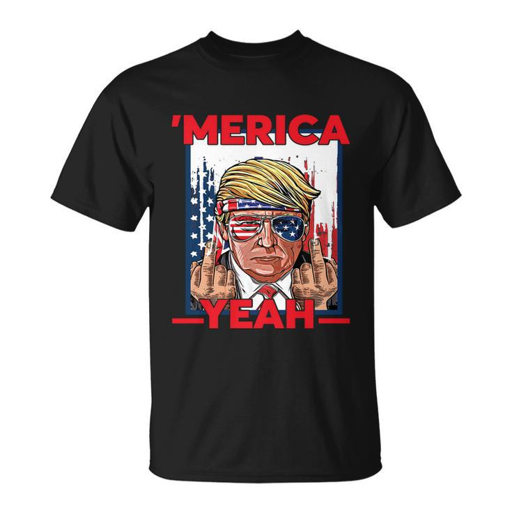 Funny 4Th Of July Patriotic Donald Trump Merica Usa Flag Unisex T-Shirt