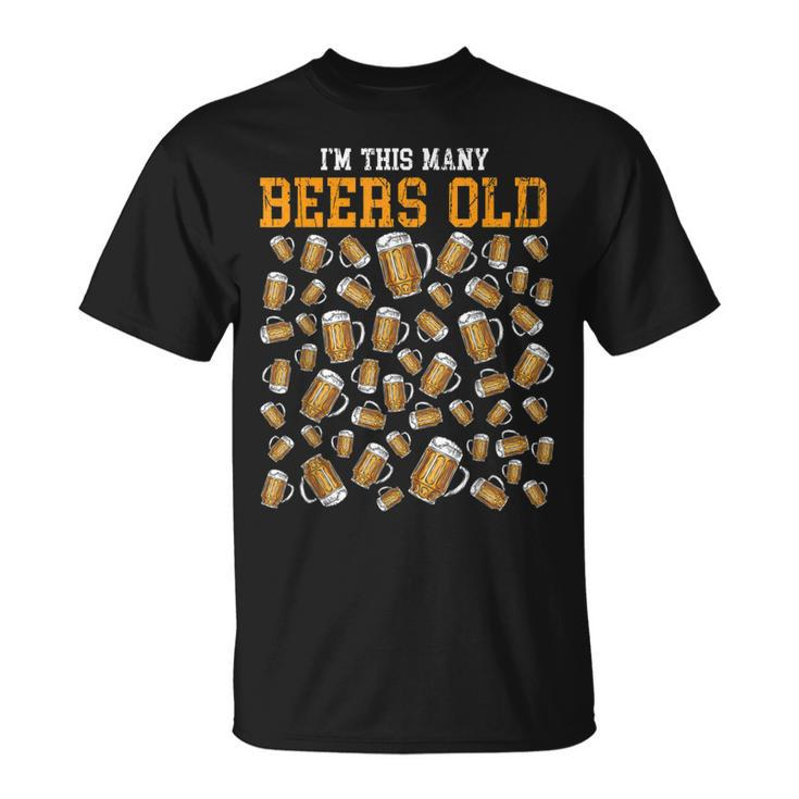 Funny 50 Years Old Birthday Im This Many Beers Old Drinking  Unisex T-Shirt