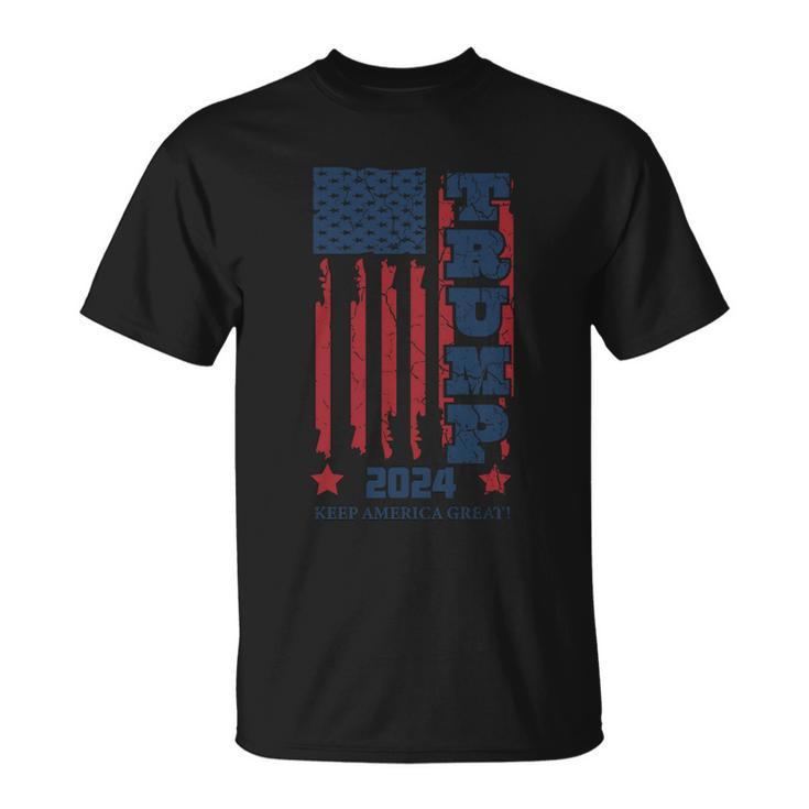 Funny Anti Biden Donald J Trump Distressed Flag Pocket Unisex T-Shirt