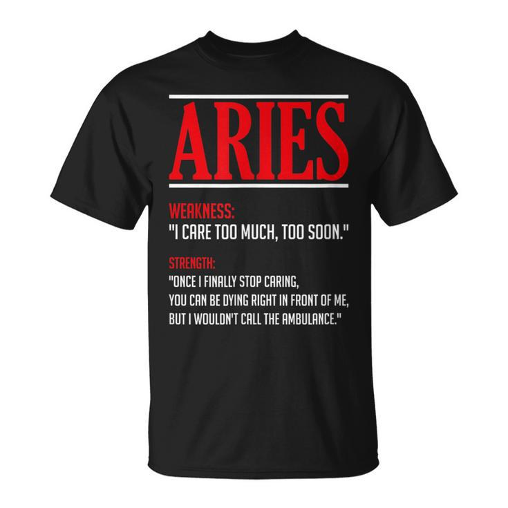 Funny Aries Facts Saying Astrology Horoscope Birthday  Unisex T-Shirt