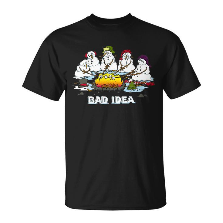 Funny Bad Idea - Snowman Melting Christmas Tshirt Unisex T-Shirt