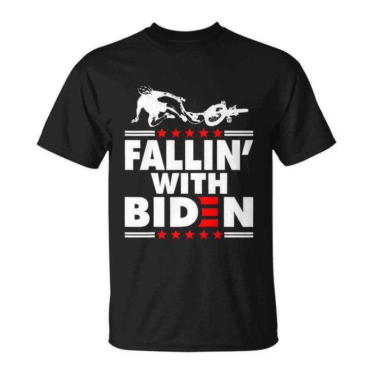 Funny Biden Falls Off Bike Joe Biden Fallin With Biden Unisex T-Shirt