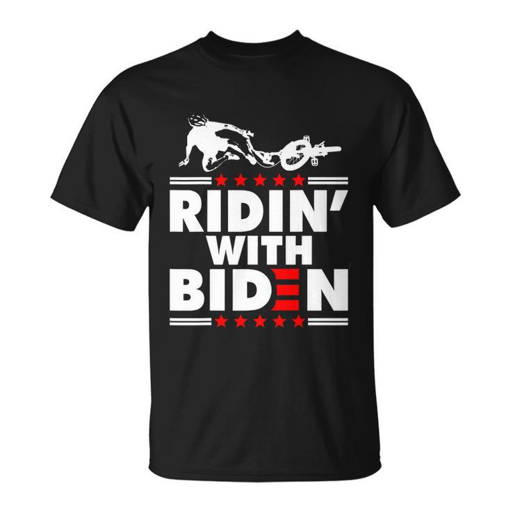 Funny Biden Falls Off Bike Joe Biden Ridin With Biden Unisex T-Shirt