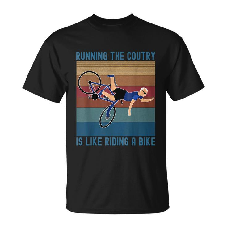 Funny Biden Falls Off Bike Running The Country Like Riding A Bike V3 Unisex T-Shirt
