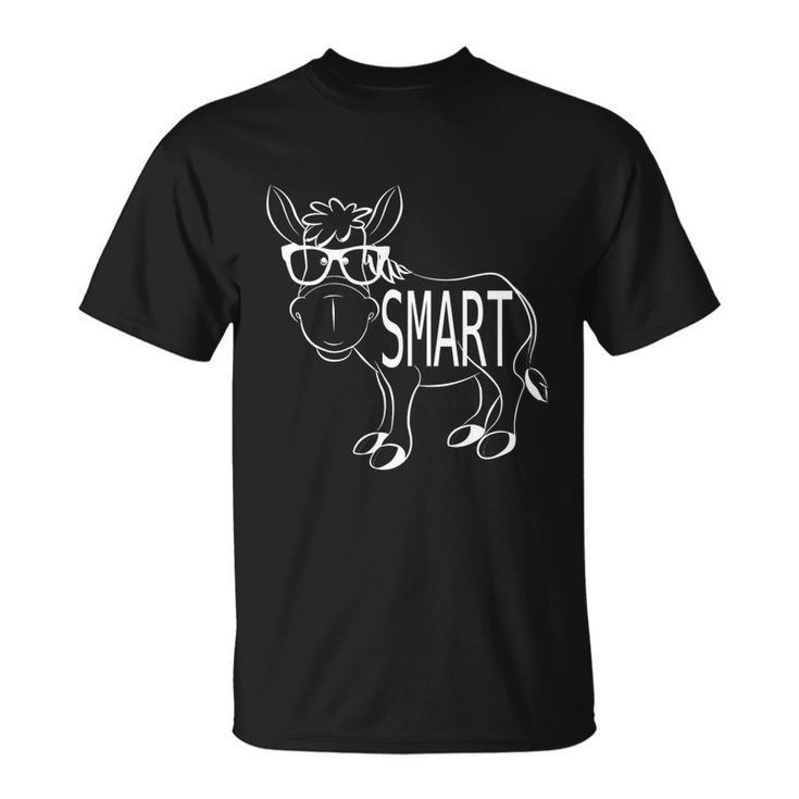 Funny Cute Sarcastic Smart Ass Donkey W Glasses Humorous Gift Unisex T-Shirt