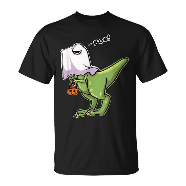 Funny Dinosaur Dressed As Halloween Ghost For Trick Or Treat  Unisex T-Shirt