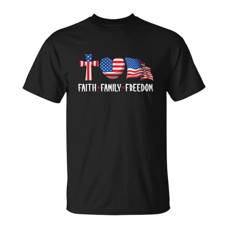 Funny Faith Family Freedom Christian 4Th Of July Unisex T-Shirt