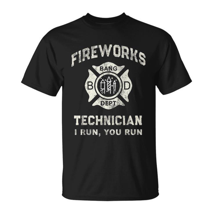 Funny Fireworks Technician Firefighter America Unisex T-Shirt