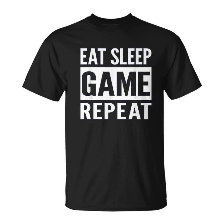 Funny Gamer Gaming Eat Sleep Game Repeat Holiday Gift V2 Men Women T-shirt Graphic Print Casual Unisex Tee