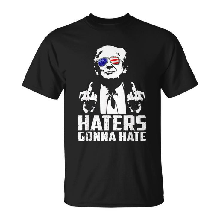 Funny Haters Gonna Hate President Donald Trump Middle Finger Unisex T-Shirt