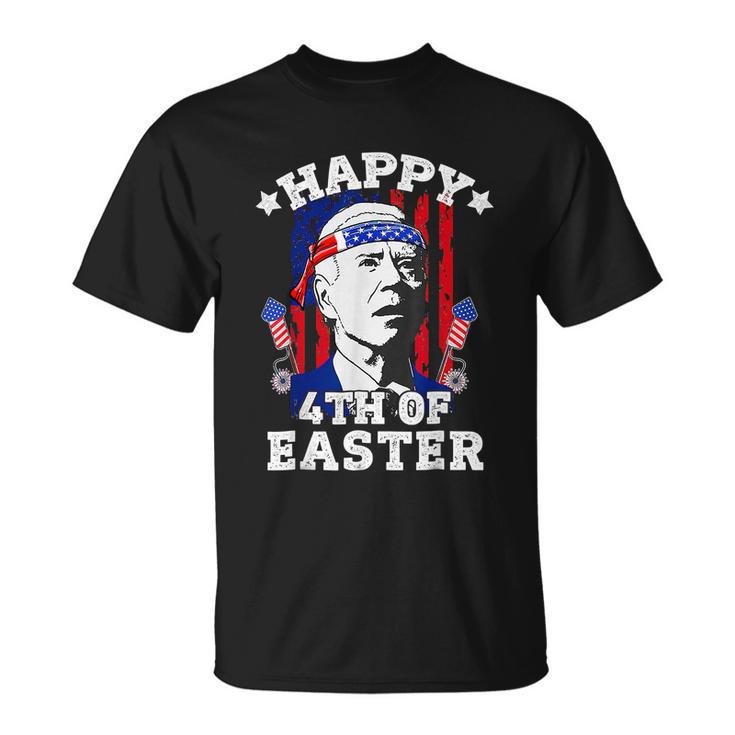 Funny Joe Biden Happy 4Th Of Easter American Flag Hunt Egg Tshirt Unisex T-Shirt