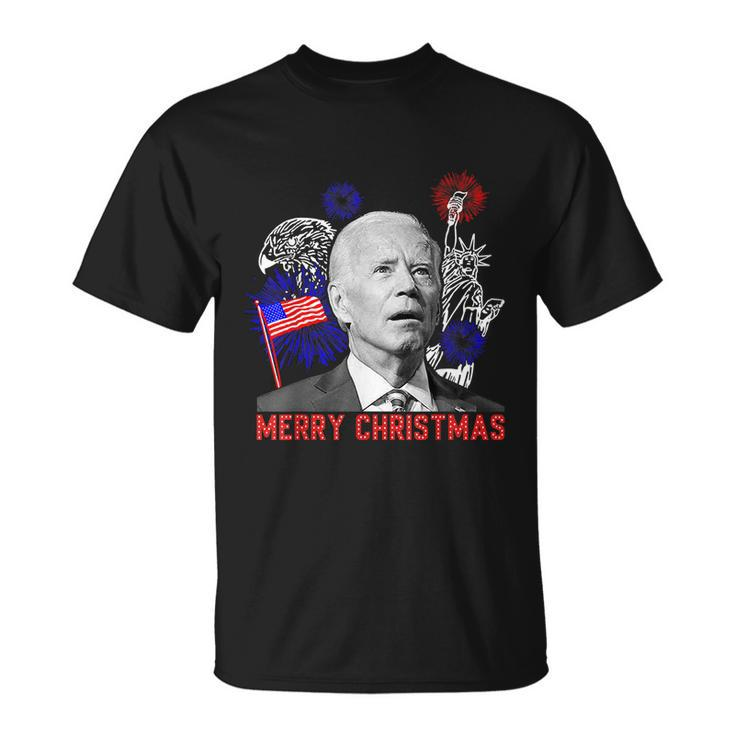 Funny Joe Biden Happy Christmas In July Usa Flag V2 Unisex T-Shirt