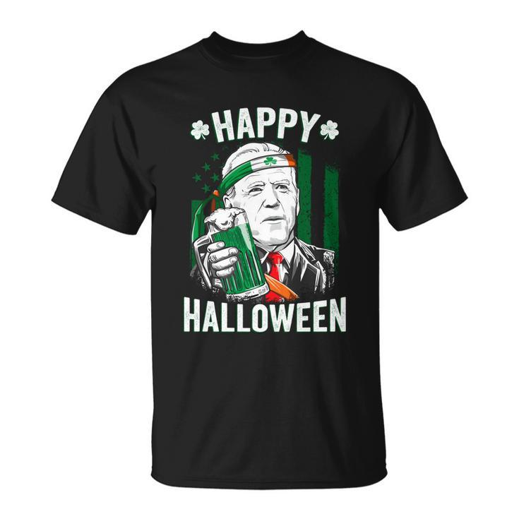 Funny Leprechaun Biden Happy Halloween For St Patricks Day Tshirt Unisex T-Shirt
