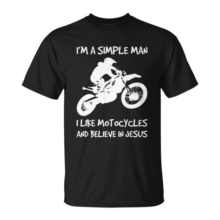 Funny Men Like Motocycles And Believe In Jesus Unisex T-Shirt