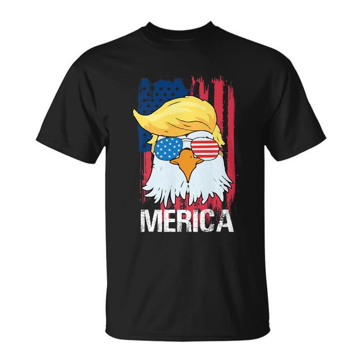 Funny Merica Trump Bald Eagle 4Th Of July Us Flag Men Women Unisex T-Shirt