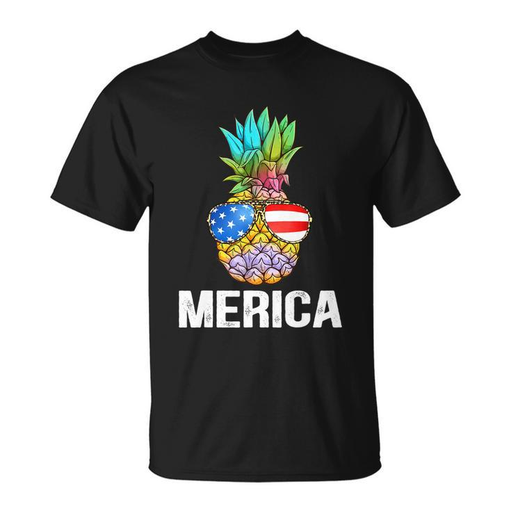 Funny Patriotic Pineapple 4Th Of July America Usa Flag Unisex T-Shirt