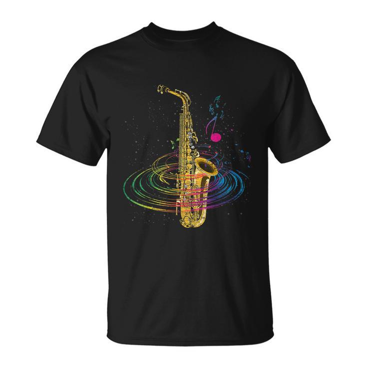 Funny Sax Player Gift Funny Idea Saxophonist Music Notes Saxophone Gift Tshirt Unisex T-Shirt