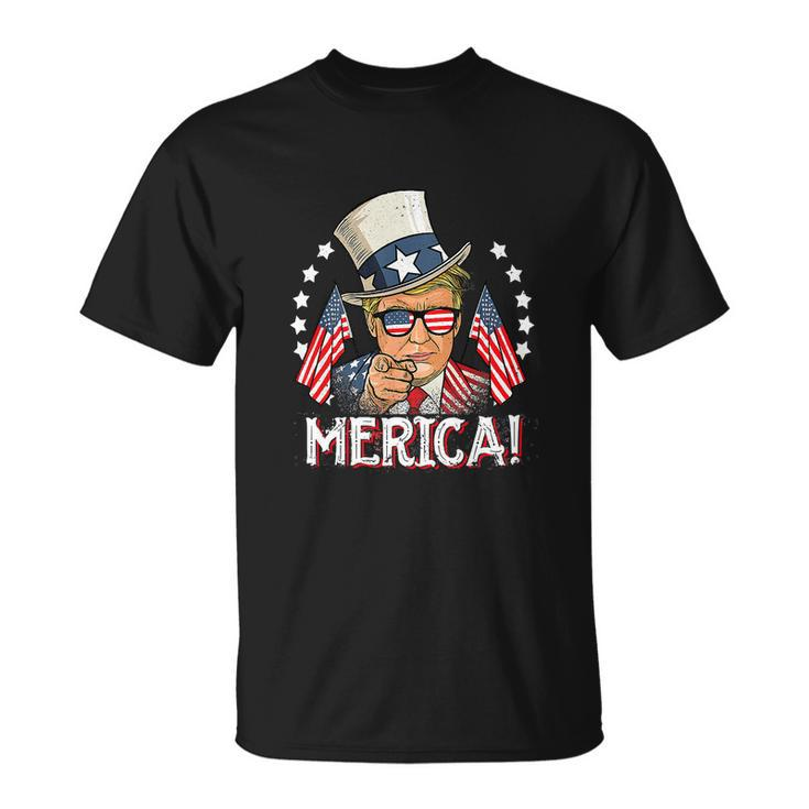 Funny Trump Merica 4Th Of July American Flag Unisex T-Shirt