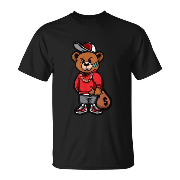 Gangster Teddy Bear Money Bags Good Chain Necklace Sneaker Tshirt Unisex T-Shirt