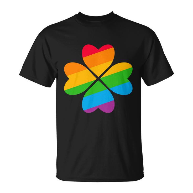 Gay Pride Flag Shamrock Lgbt St Patricks Day Parade T-Shirt