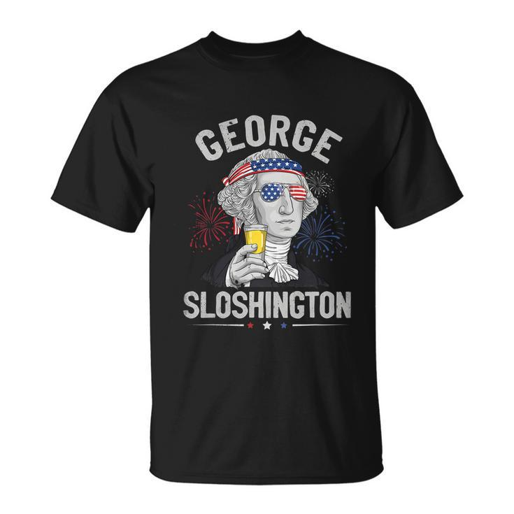 George Sloshington Washington Funny 4Th Of July Usa American Unisex T-Shirt