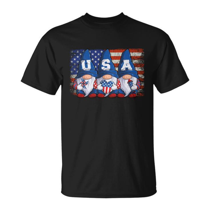 Gnomes Patriotic American Flag Cute Gnomes 4Th Of July Gift V3 Unisex T-Shirt