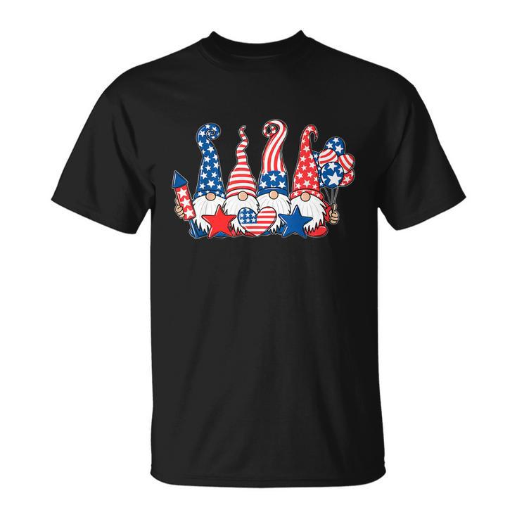 Gnomes Patriotic American Flag Cute Gnomes 4Th Of July Gift V4 Unisex T-Shirt