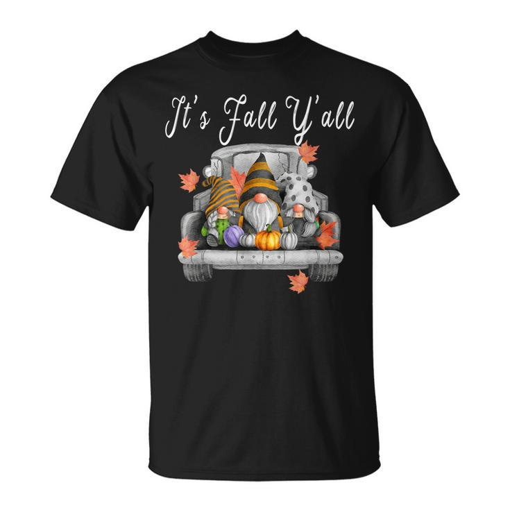 Gnomes Pumpkin Its Fall Yall Truck Halloween Thanksgiving  Unisex T-Shirt