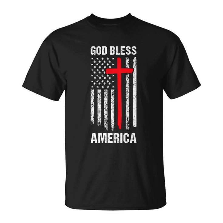 God Bless America Fourth Of July Christian Patriot Usa Flag Funny Gift Unisex T-Shirt