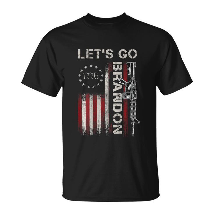 Gun 1776 American Flag Patriots Lets Go Brandon T-shirt